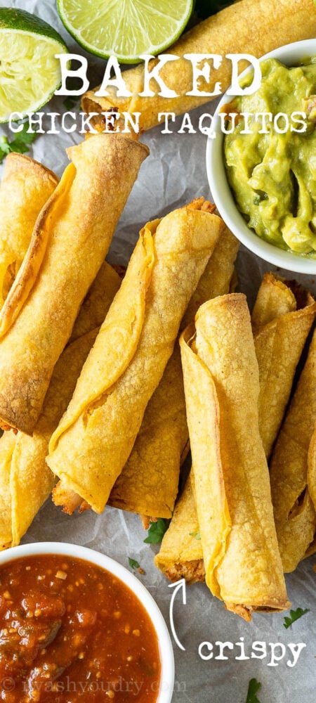 Easy Baked Chicken Taquitos that are crispy and flavorful!