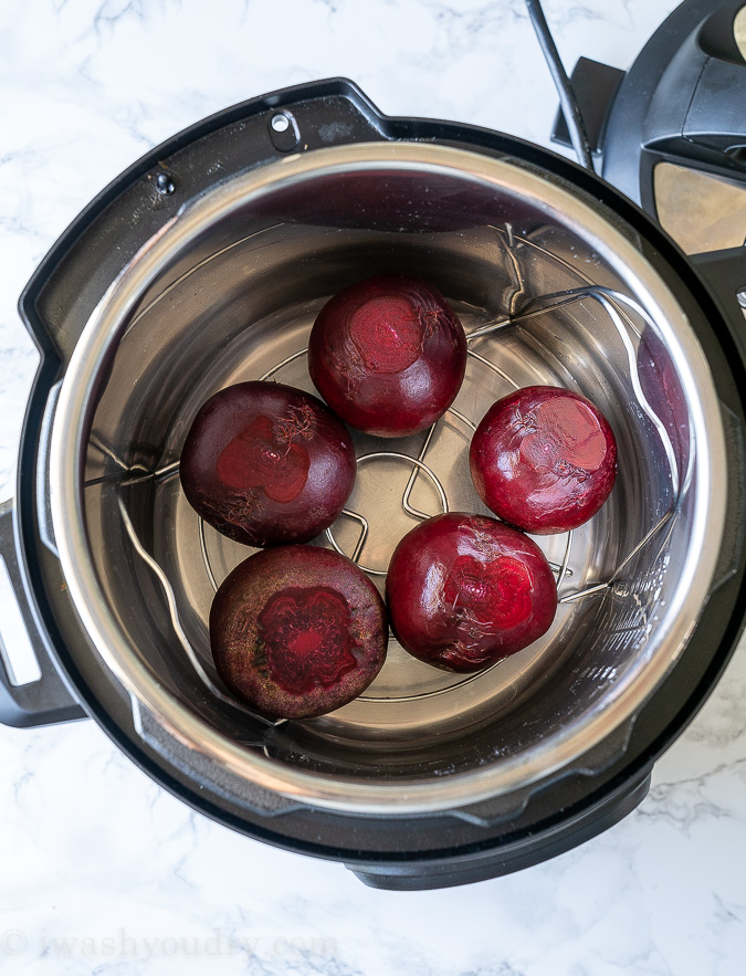 Beets in instant pot ready to cook.