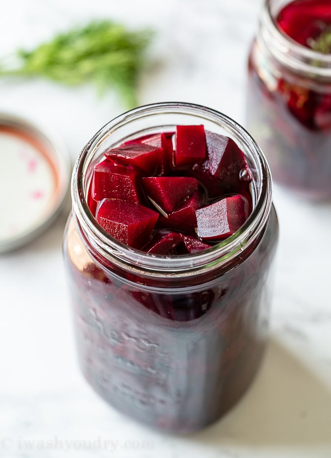 Quick Pickled Beets in a mason jar.