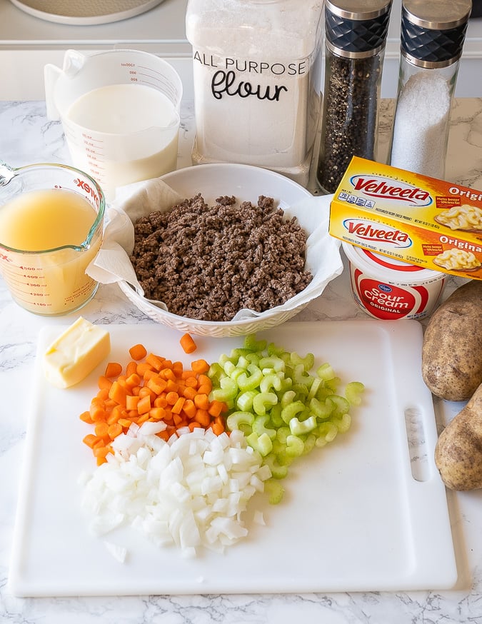 Loaded Baked Potato Soup Using Chicken Stock, Cream Cheese ...