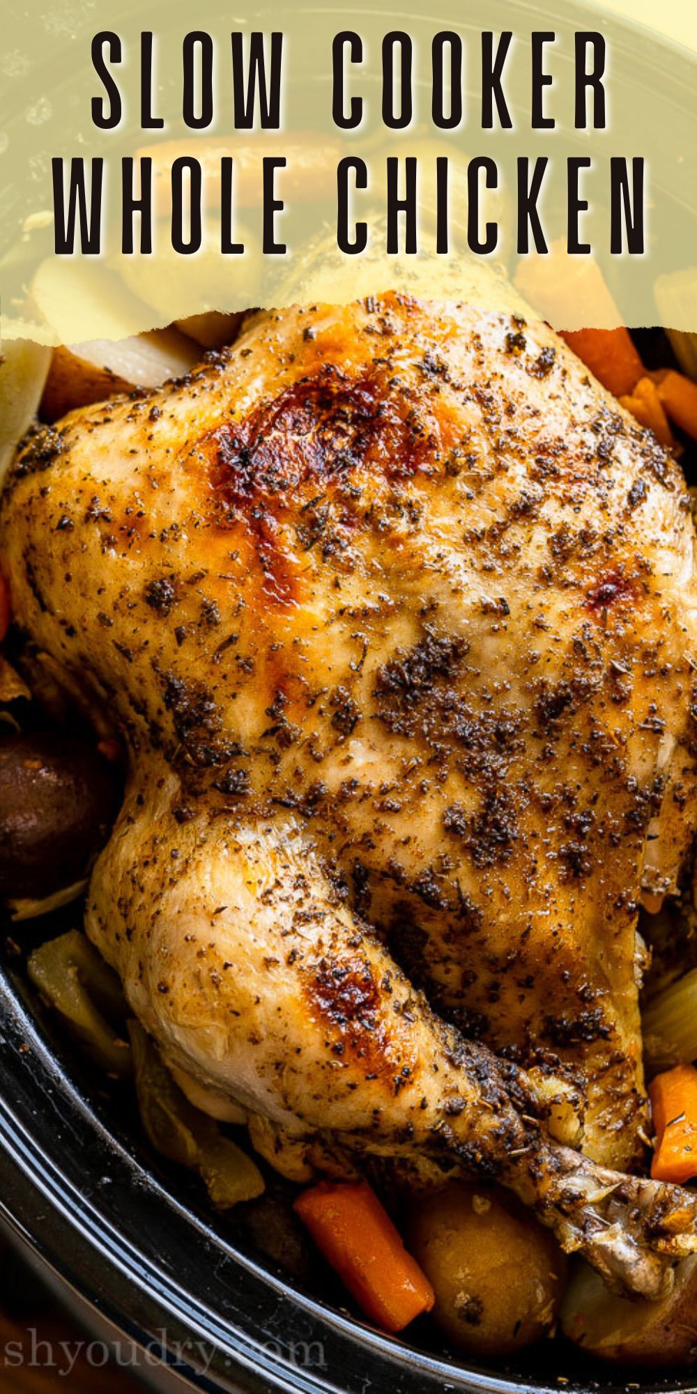 Slow Cooker Whole Chicken Recipe - I Wash You Dry