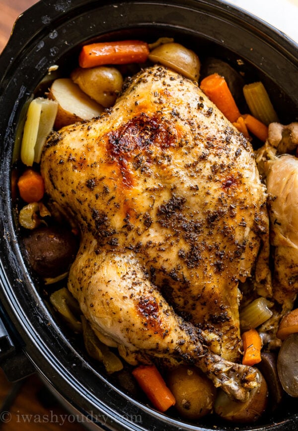 Slow Cooker Whole Chicken Recipe - I Wash You Dry