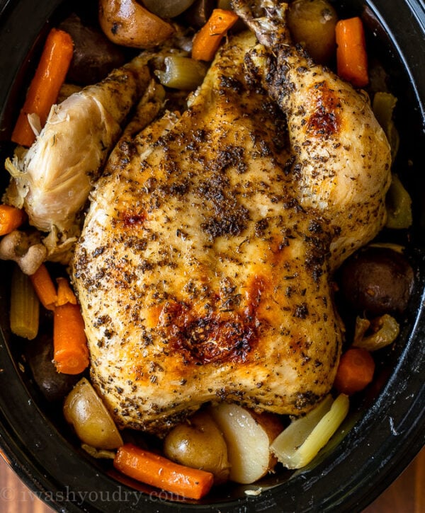 Slow Cooker Whole Chicken Recipe - I Wash You Dry