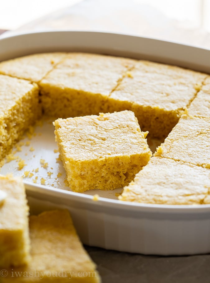 Sweet cornbread in pan