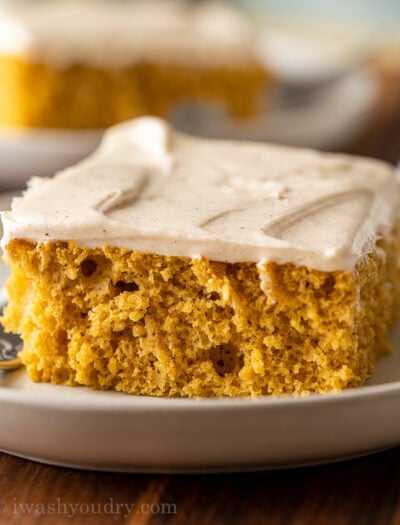 A plate of pumpkin cake with fork