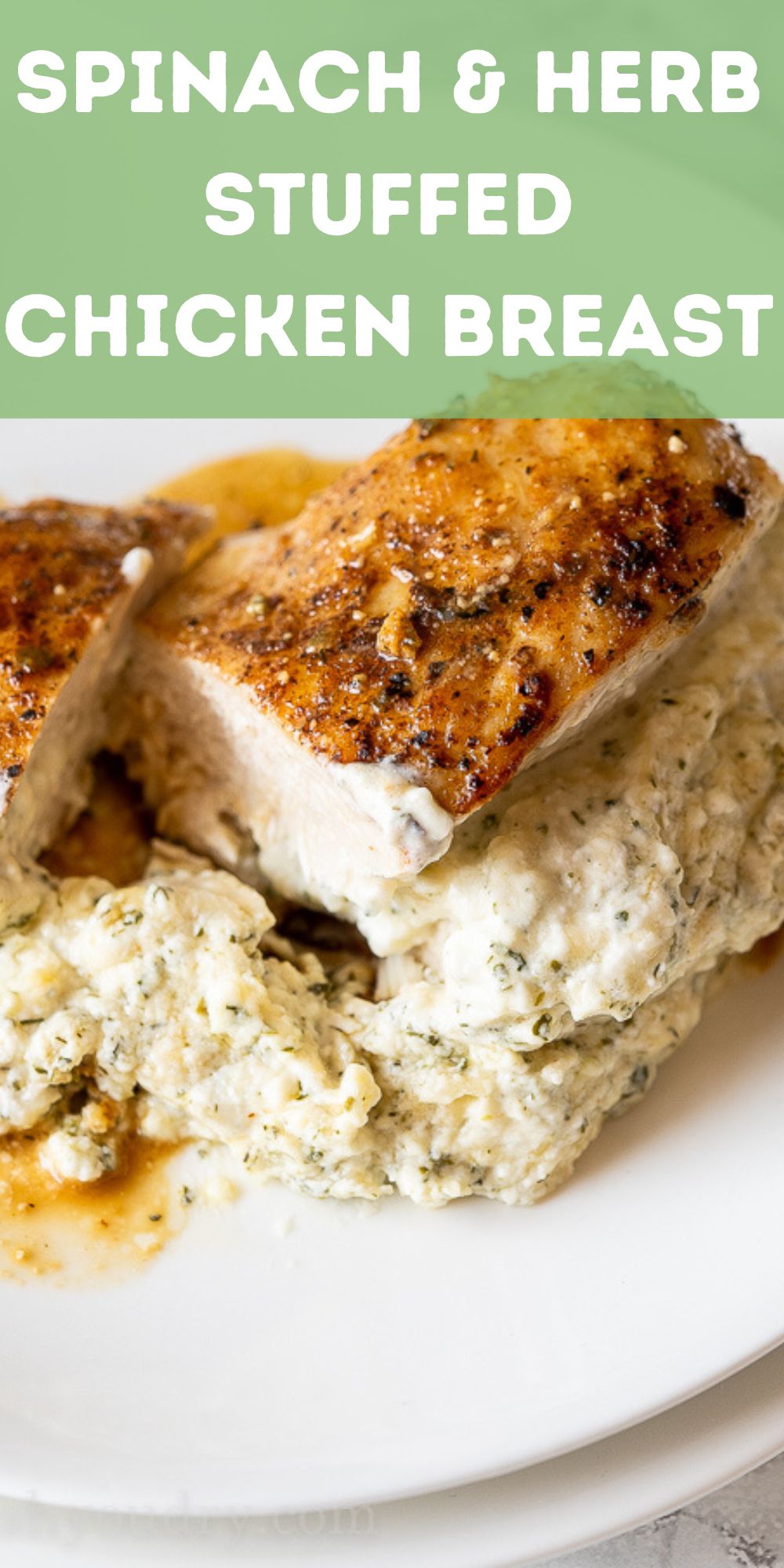 Cheesy Spinach Herb Stuffed Chicken Breast - I Wash You Dry