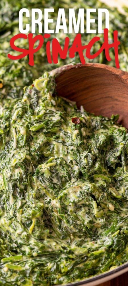 creamed spinach in a pan