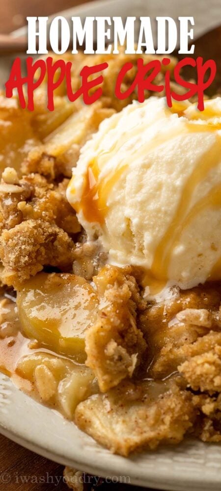 apples on a plate with ice cream