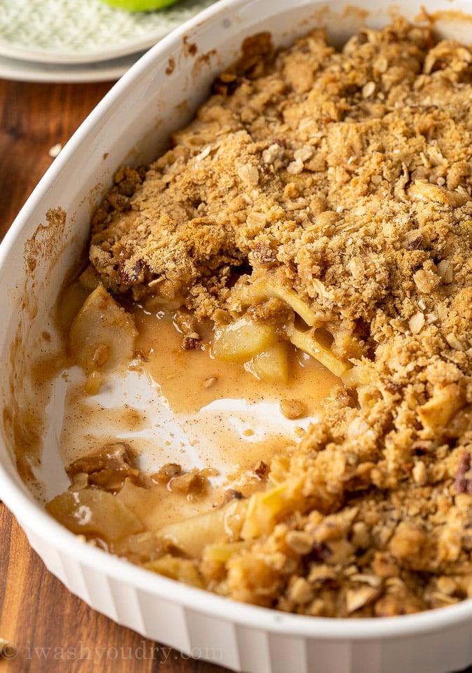 Apple Crisp in white pan