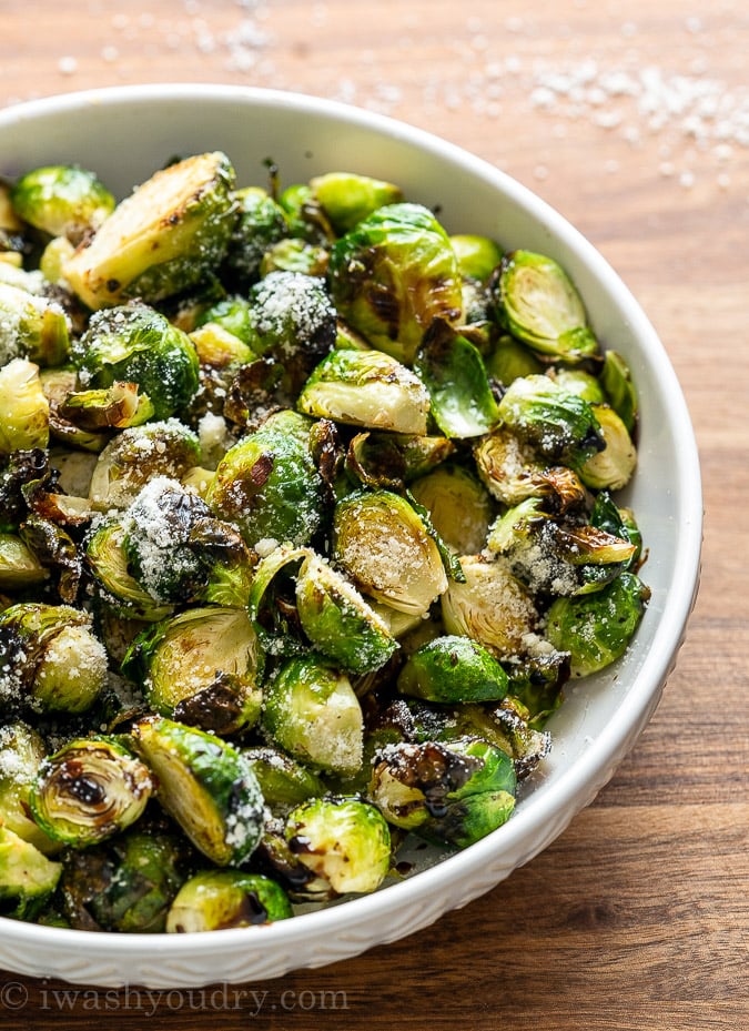 Bowl of air fryer brussels sprouts