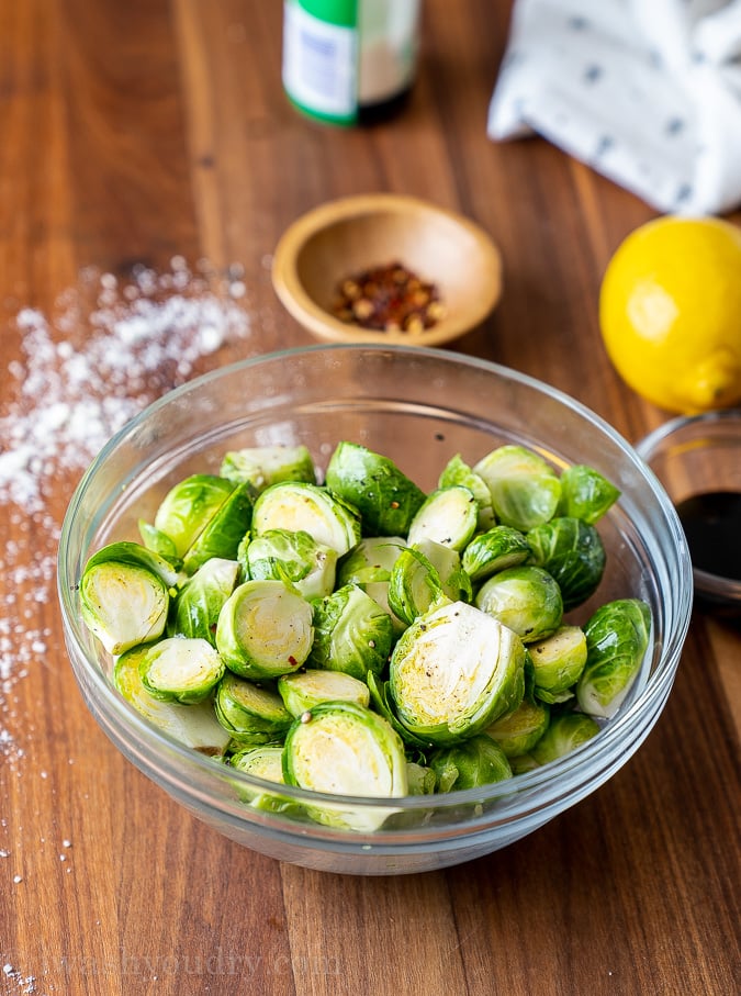 fresh brussels sprouts and other ingredients