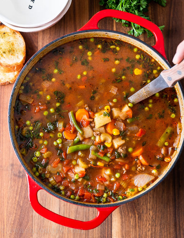 Quick Vegetable Ground Beef Soup - I Wash You Dry