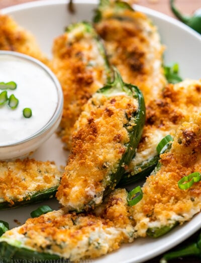 Plate of Jalapeño Poppers with ranch dressing
