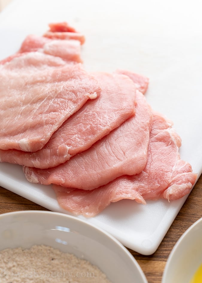 thinly sliced pork chops used for schnitzel