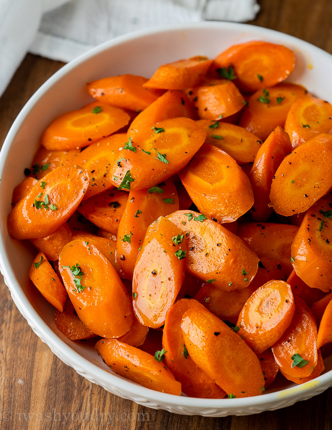 plate of glazed carrots with parsley