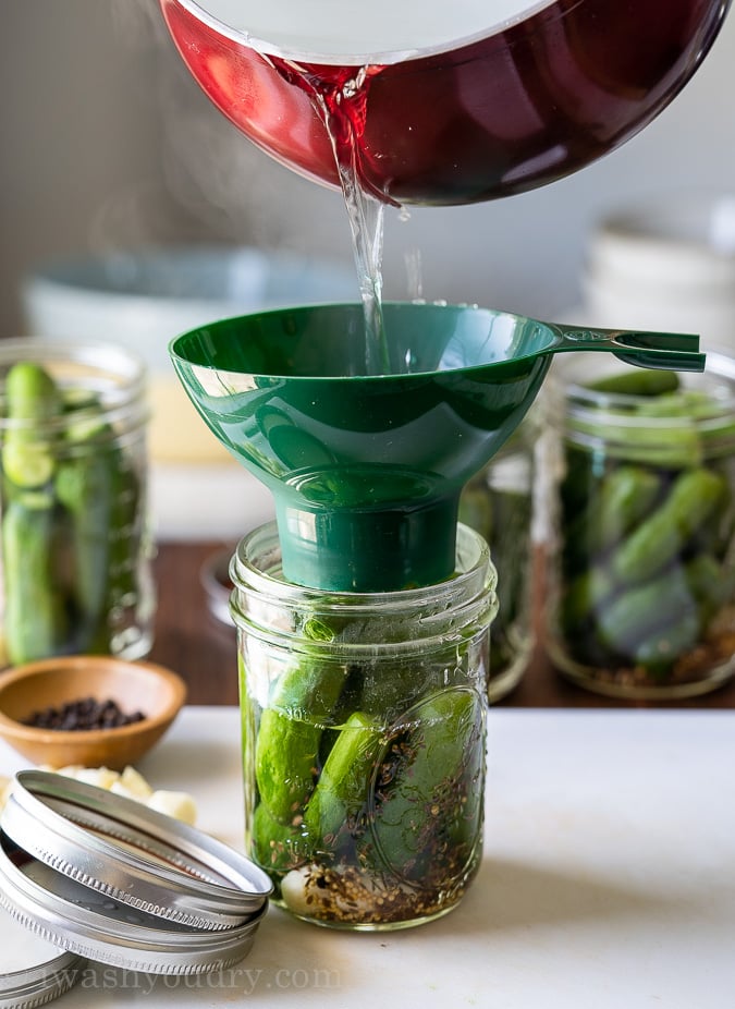 add brine to jars to create pickles