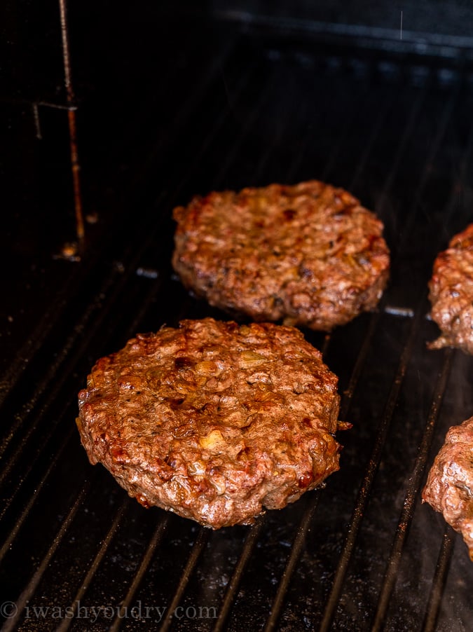 grilling burger patties over medium-high heat.