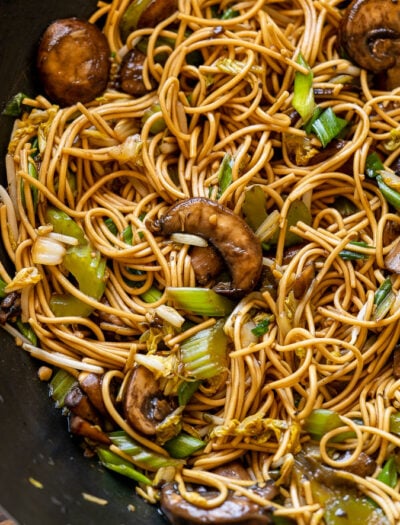 Vegetable Chow Mein with mushrooms and celery