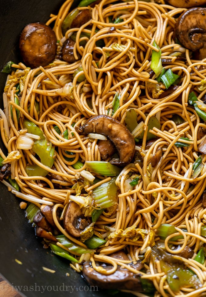 Vegetable Chow Mein with mushrooms and celery