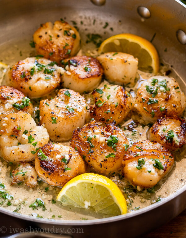 Buttery Garlic Seared Scallops I Wash You Dry