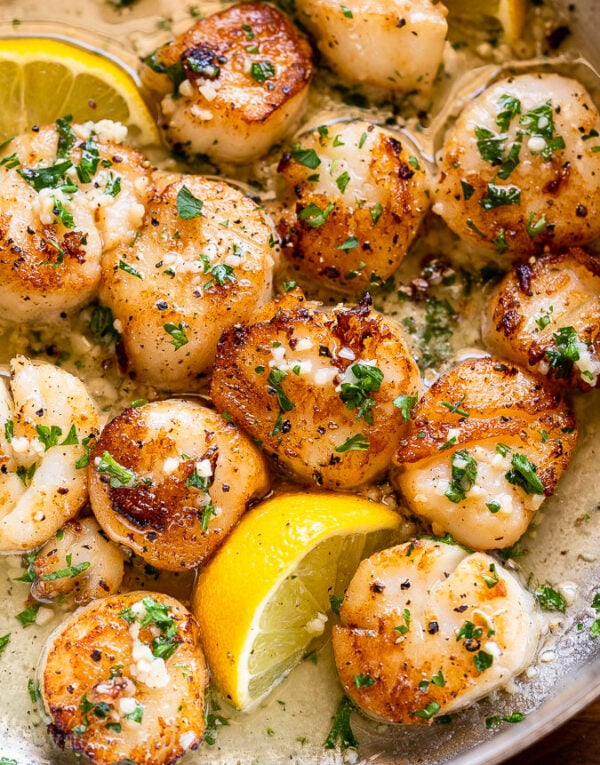 Buttery Garlic Seared Scallops - I Wash You Dry