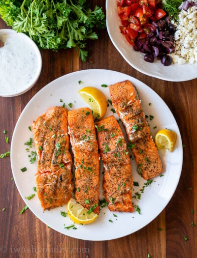 Grilled Salmon with Greek Salsa - I Wash You Dry
