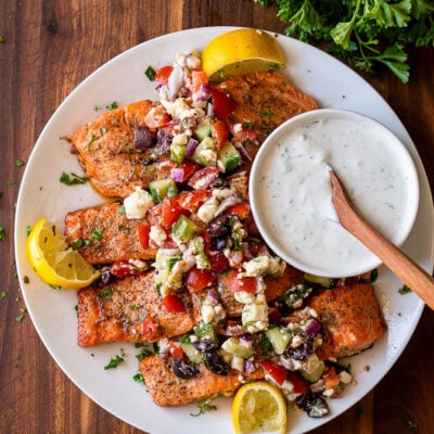Grilled Salmon with Greek Salsa - I Wash You Dry