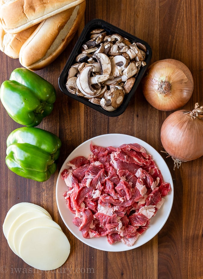 ingredients for philly cheesesteak sandwiches