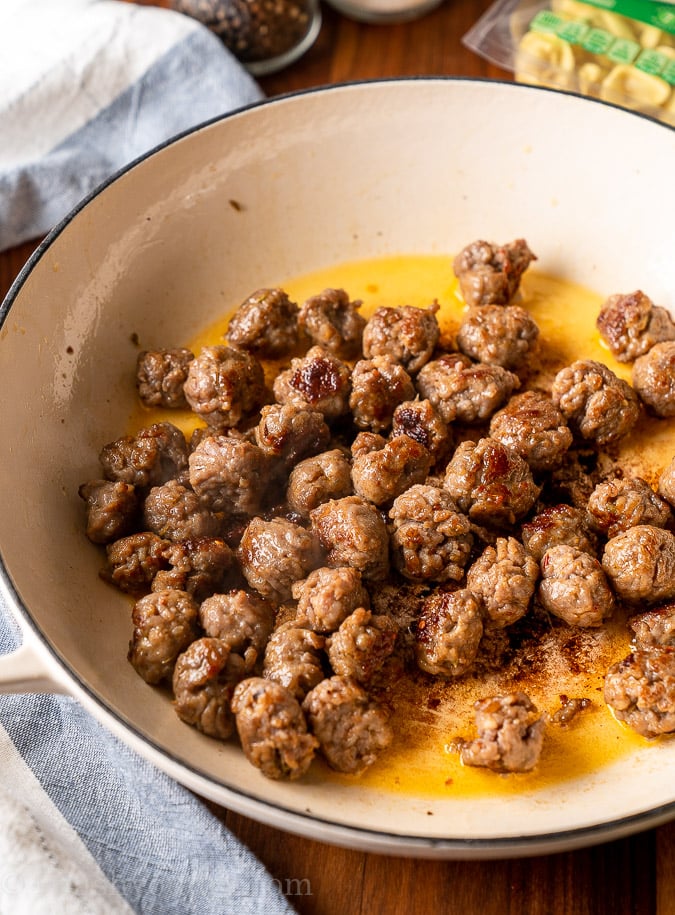 seared italian sausage in skillet