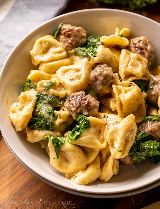 creamy tortellini with sausage and kale