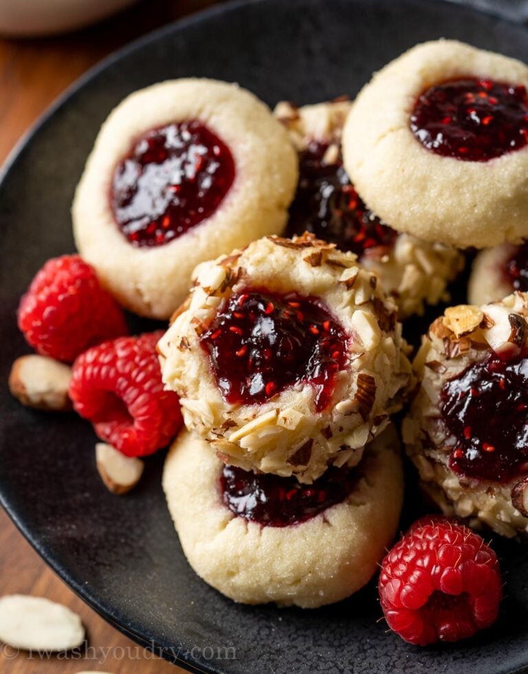 Plate of thumbprint cookies