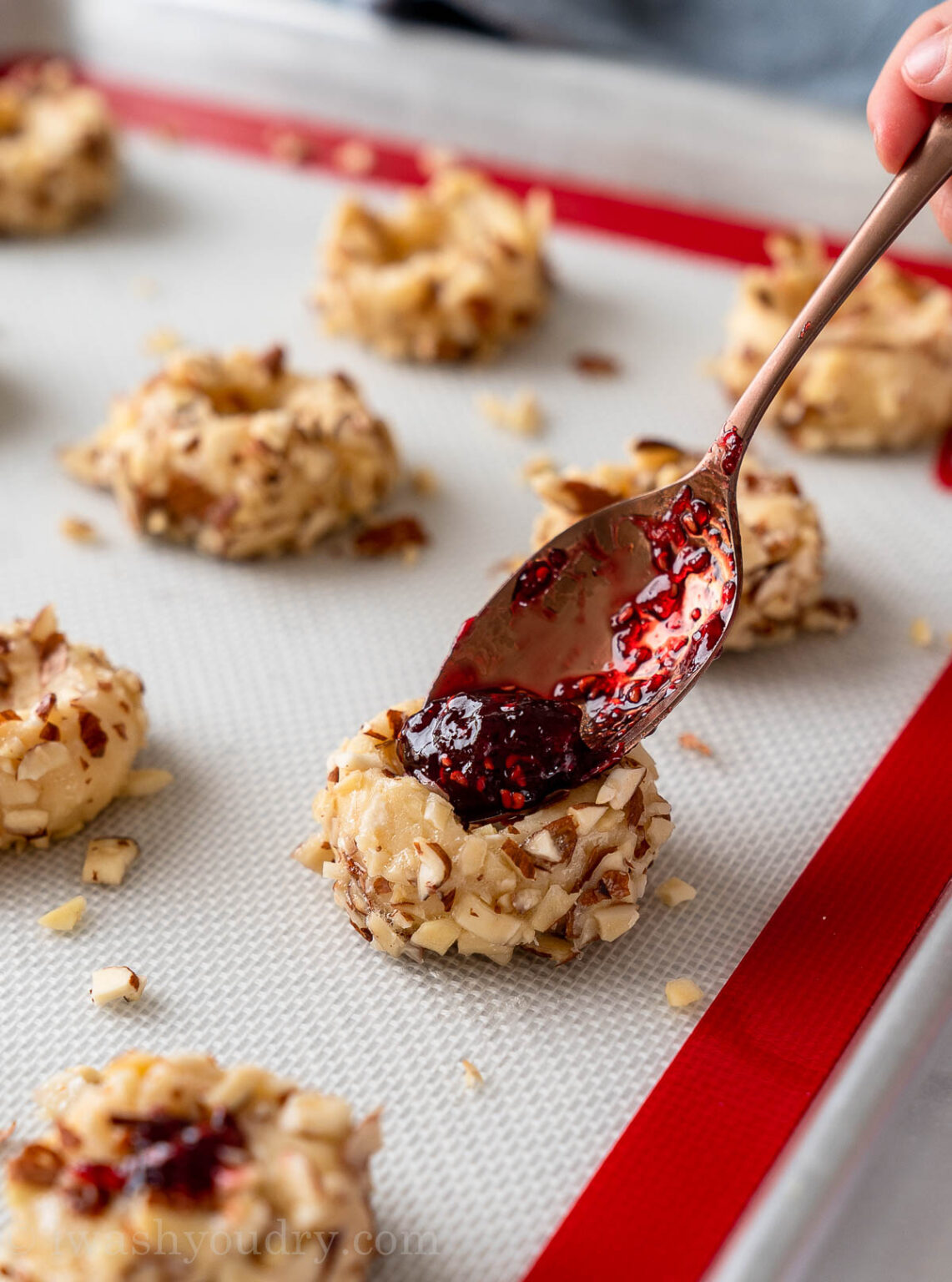 Almond Raspberry Thumbprint Cookies I Wash You Dry