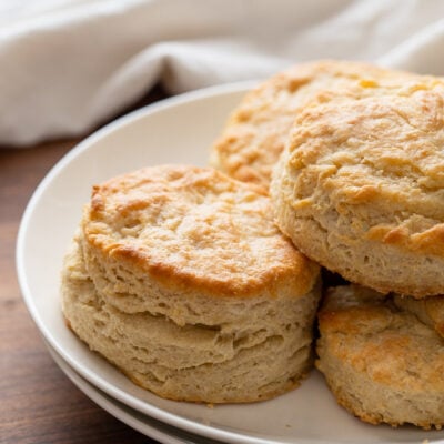 buttermilk biscuits on a white plate