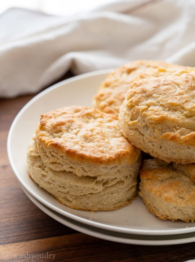 buttermilk biscuits on a white plate