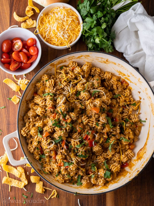 Creamy Ground Beef Taco Pasta - I Wash You Dry