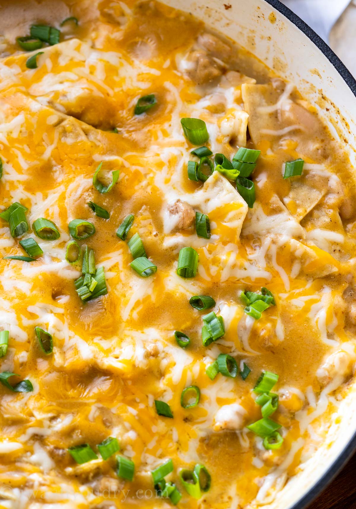 Creamy Green Chile Chicken Enchilada Skillet I Wash You Dry