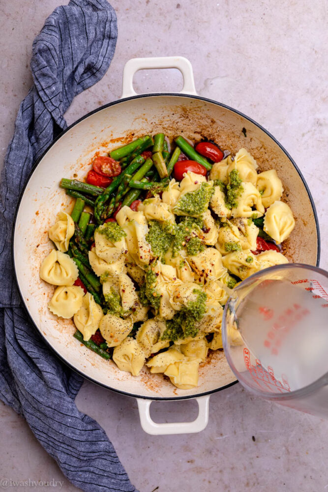Pesto Tortellini and Asparagus Skillet I Wash You Dry