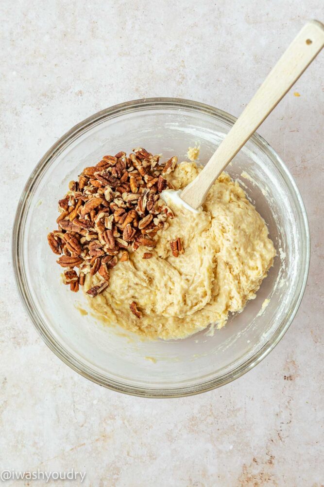 banana bread batter with nuts