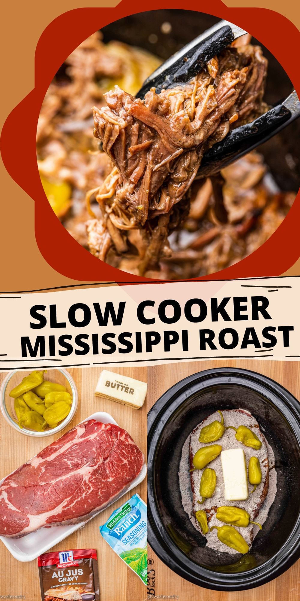 5 Ingredient Slow Cooker Mississippi Pot Roast I Wash You Dry