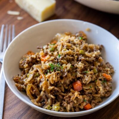 white bowl with rice and ground beef