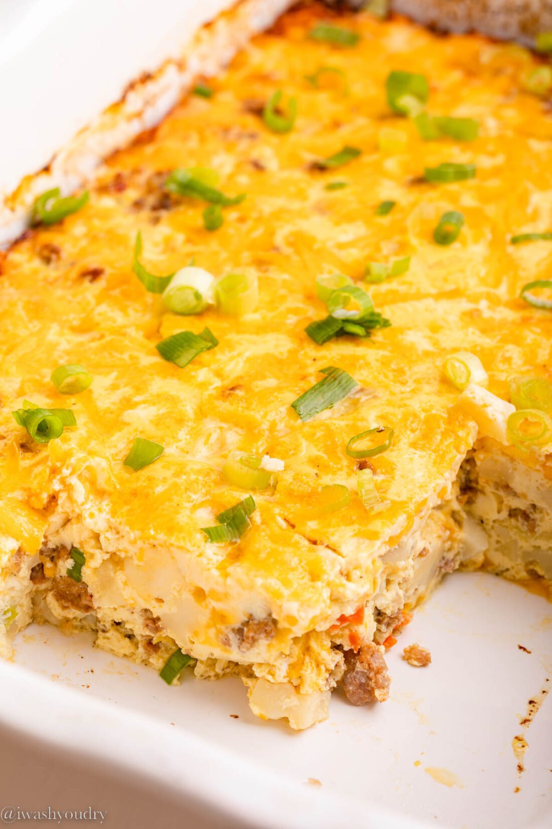 Overnight Sausage Hash Brown Casserole - I Wash You Dry
