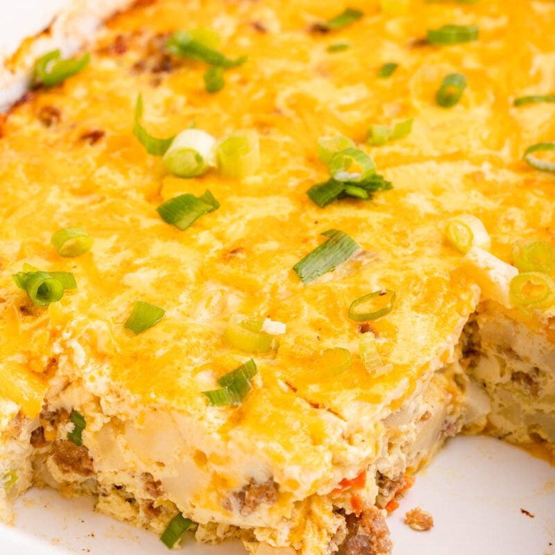 Overnight Sausage Hash Brown Casserole - I Wash You Dry