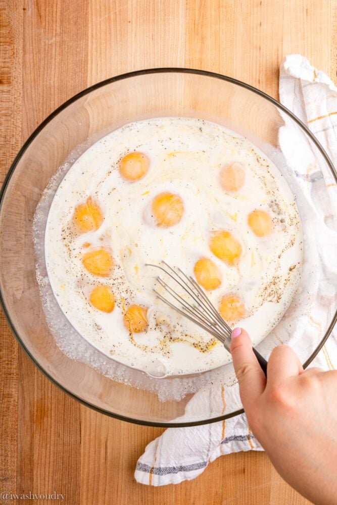 whisking eggs with milk