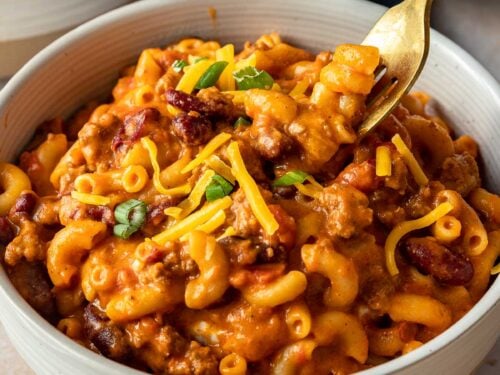 Cheesy Ground Beef Chili Mac