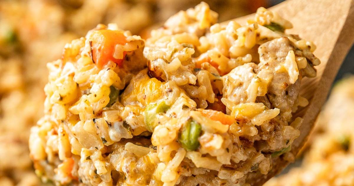 Cheesy Pork and Rice Skillet I Wash You Dry