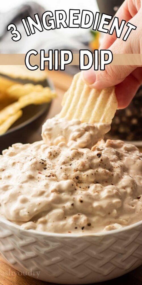 pin image of chip dip recipe.