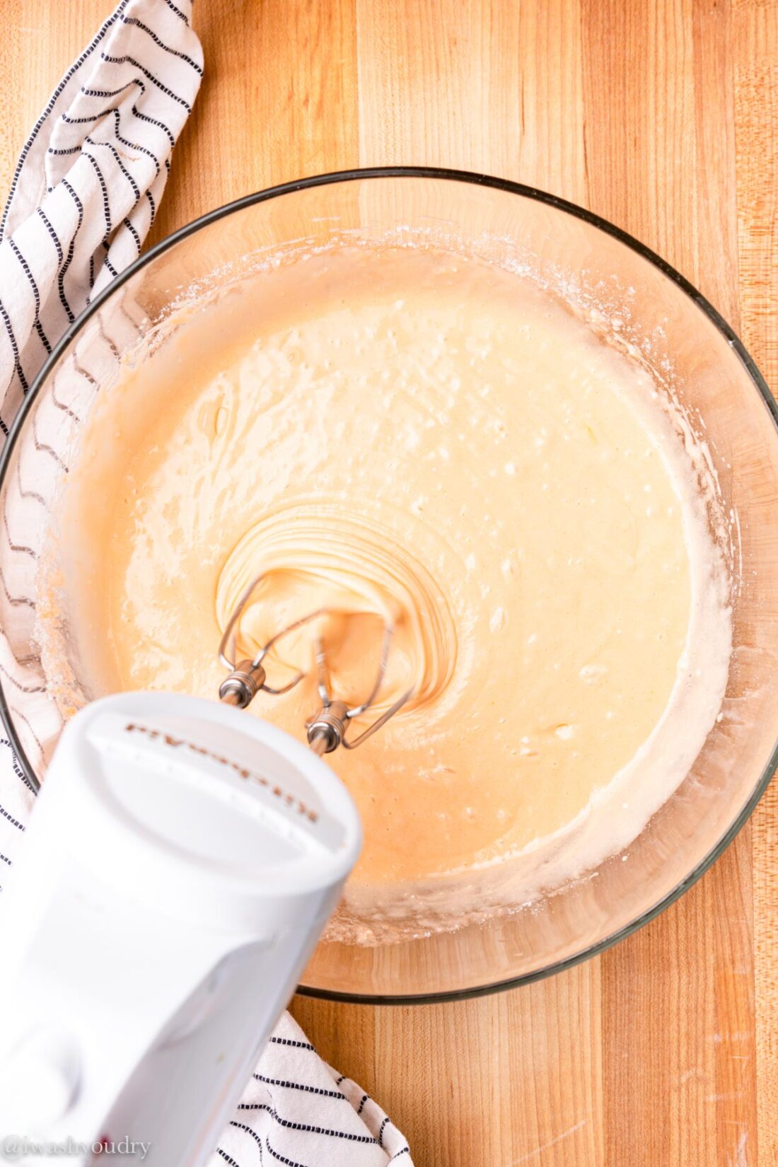 Whisking cake ingredients