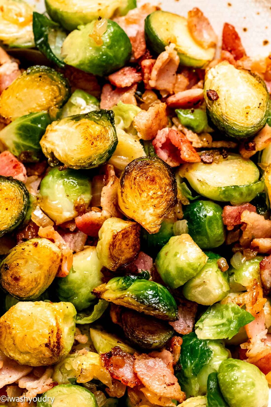 Caramelized brussels sprouts and bacon. 