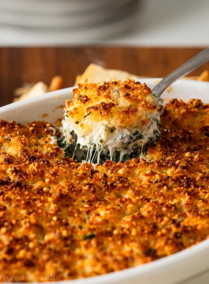 Parmesan Crusted Spinach Dip - I Wash You Dry