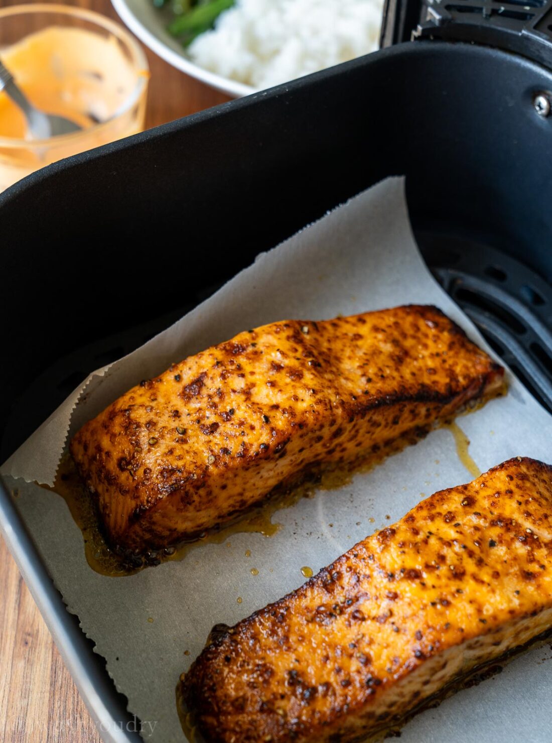 cooked salmon in the air fryer